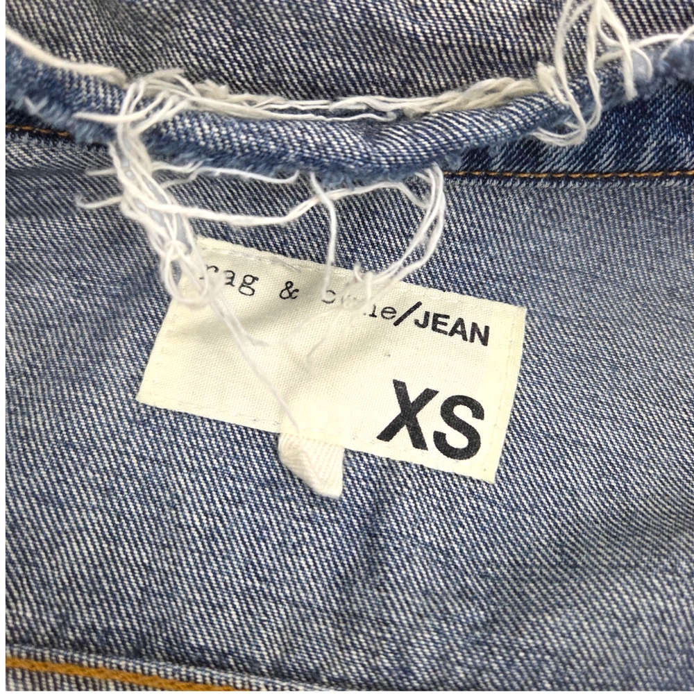 Rag & Bone Distressed Denim Jacket Womens XS Blue Jean Destroyed - Picture 10 of 13